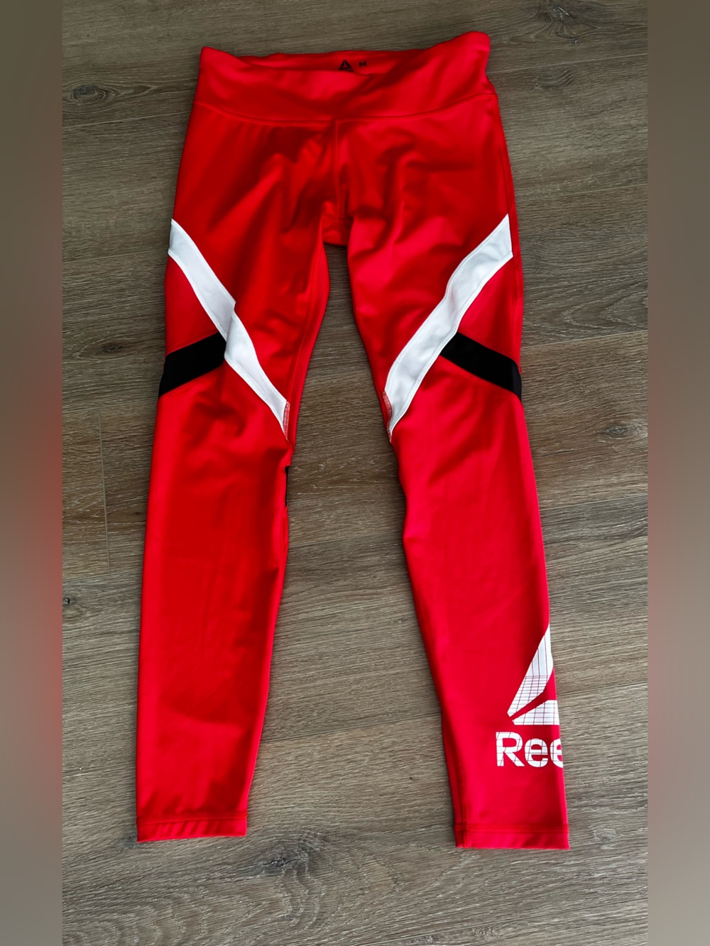 Reebok Women’s  Red Yoga Pants Leggings with White & Black Accents